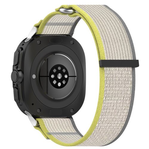 KALEBOL For Samsung Galaxy Watch Ultra 47mm Watch Strap Breathable Nylon Sport Strap - Yellow+Grey