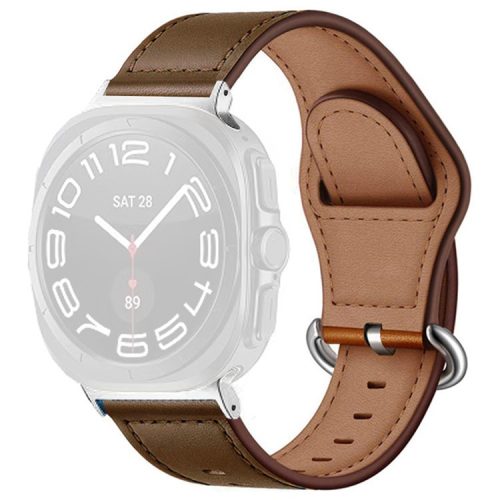 KALEBOL For Samsung Galaxy Watch Ultra 47mm Watch Strap Genuine Cow Leather Wrist Band - Coffee