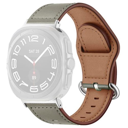 KALEBOL For Samsung Galaxy Watch Ultra 47mm Watch Strap Genuine Cow Leather Wrist Band - Light Grey