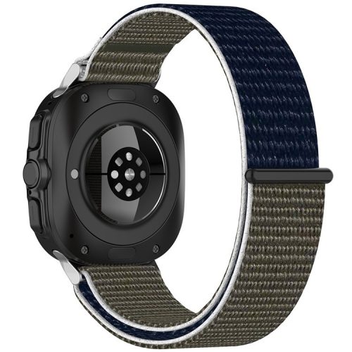 KALEBOL For Samsung Galaxy Watch Ultra 47mm Watch Strap Magic Tape Braided Nylon Wrist Band - Grey+Blue