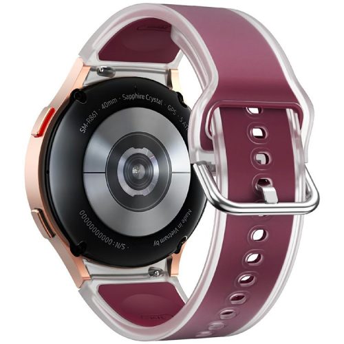 KALEBOL For Samsung Galaxy Watch7 44mm 40mm  /  Watch FE 40mm Silicone Watch Band Glacier Translucent Strap - Translucent Wine Red