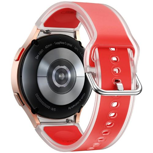 KALEBOL For Samsung Galaxy Watch7 44mm 40mm  /  Watch FE 40mm Silicone Watch Band Glacier Translucent Strap -Translucent Red