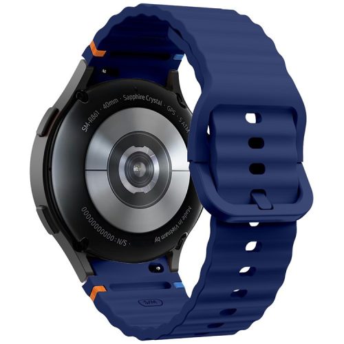 KALEBOL For Samsung Galaxy Watch7 44mm 40mm / Watch FE 40mm Silicone Watch Band Wave Shape Wrist Strap - Midnight Blue