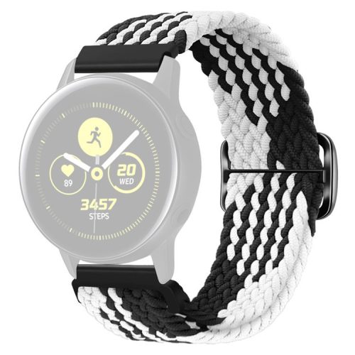 KALEBOL KLB-BZNL-001 For Samsung Galaxy Watch6 Classic 43mm / 47mm Watch Band 20mm Nylon Replacement Strap - Black+White