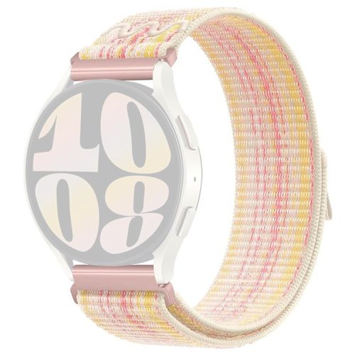 KALEBOL KLB-NLHH-002 For Samsung Galaxy Watch6 / Watch6 Classic 20mm Watch Band Nylon Loop Strap - Starlight+Pink