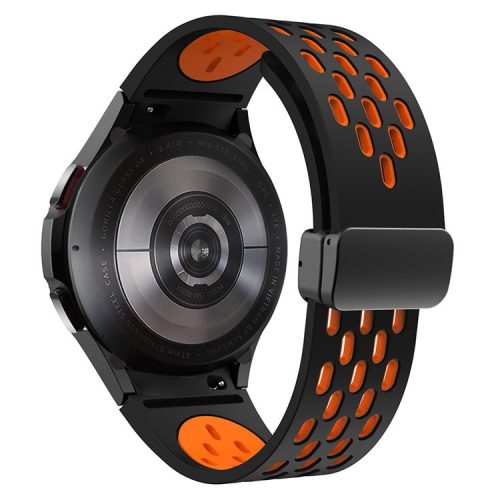 KALEBOL KLB-SSCXKGJ-002 For Samsung Galaxy Watch FE 40mm / Watch4 / Watch 5 / Watch6 Strap with Buckle - Black / Orange+Black Buckle