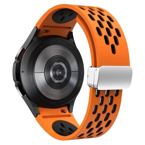 KALEBOL KLB-SSCXKGJ-002 For Samsung Galaxy Watch FE 40mm / Watch4 / Watch 5 / Watch6 Strap with Buckle - Orange / Black+Silver Buckle