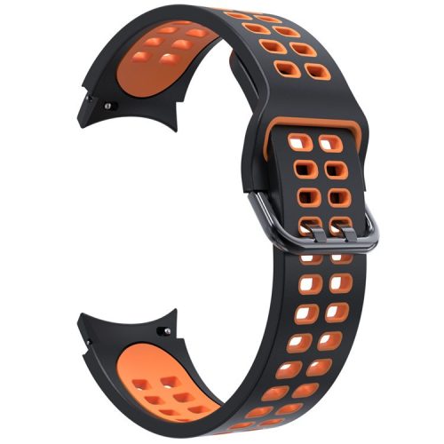 KALEBOL KLB-SSGJ-001 For Samsung Galaxy Watch FE 40mm / Watch4 / Watch 5 / Watch6 Silicone Watch Band Soft Strap - Black+Orange