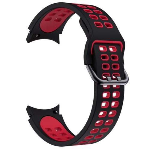 KALEBOL KLB-SSGJ-001 For Samsung Galaxy Watch FE 40mm / Watch4 / Watch 5 / Watch6 Silicone Watch Band Soft Strap - Black+Red