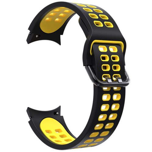 KALEBOL KLB-SSGJ-001 For Samsung Galaxy Watch FE 40mm / Watch4 / Watch 5 / Watch6 Silicone Watch Band Soft Strap - Black+Yellow