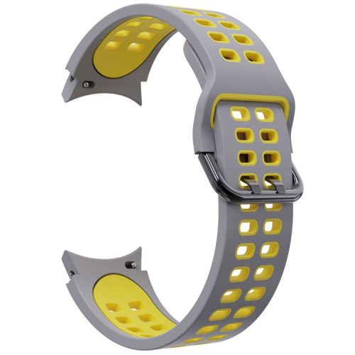 KALEBOL KLB-SSGJ-001 For Samsung Galaxy Watch FE 40mm / Watch4 / Watch 5 / Watch6 Silicone Watch Band Soft Strap - Grey+Yellow