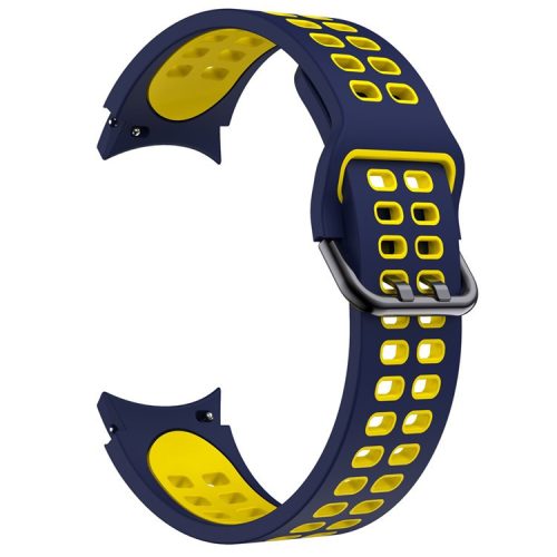 KALEBOL KLB-SSGJ-001 For Samsung Galaxy Watch FE 40mm / Watch4 / Watch 5 / Watch6 Silicone Watch Band Soft Strap - Midnight Blue+Yellow