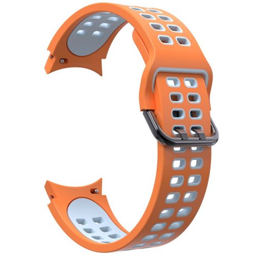 KALEBOL KLB-SSGJ-001 For Samsung Galaxy Watch FE 40mm / Watch4 / Watch 5 / Watch6 Silicone Watch Band Soft Strap - Orange+Grey