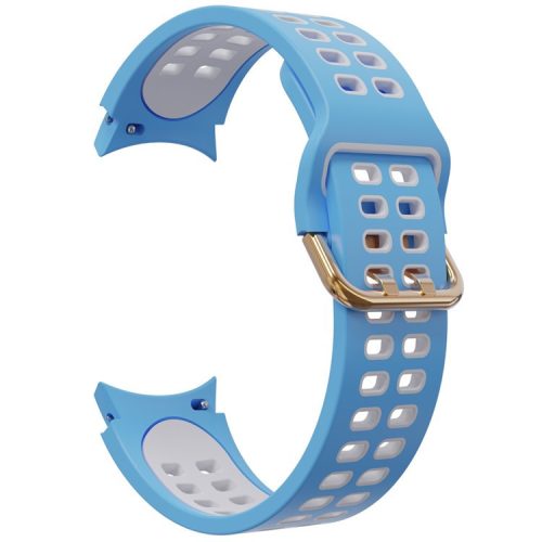 KALEBOL KLB-SSGJ-001 For Samsung Galaxy Watch FE 40mm / Watch4 / Watch 5 / Watch6 Silicone Watch Band Soft Strap - Sky Blue+White