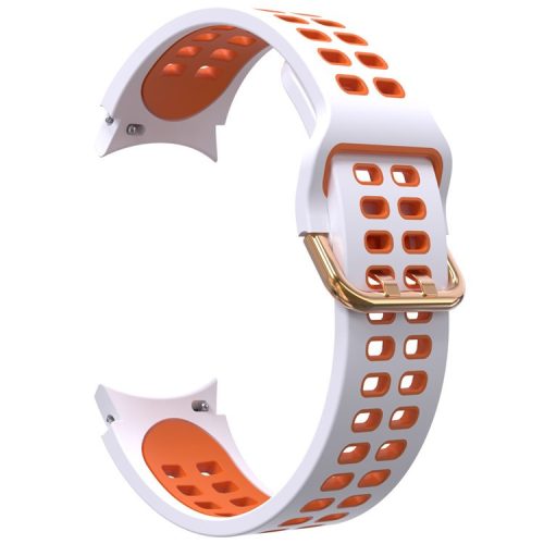 KALEBOL KLB-SSGJ-001 For Samsung Galaxy Watch FE 40mm / Watch4 / Watch 5 / Watch6 Silicone Watch Band Soft Strap - White+Orange