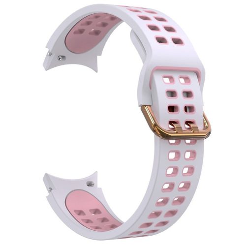 KALEBOL KLB-SSGJ-001 For Samsung Galaxy Watch FE 40mm / Watch4 / Watch 5 / Watch6 Silicone Watch Band Soft Strap - White+Pink