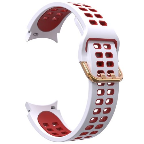 KALEBOL KLB-SSGJ-001 For Samsung Galaxy Watch FE 40mm / Watch4 / Watch 5 / Watch6 Silicone Watch Band Soft Strap - White+Red