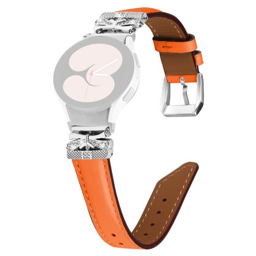 Silver Buckle Butterfly Decor Strap for Samsung Galaxy Watch4  /  Watch5  /  Watch4 Classic  /  Watch4 Active  /  Watch5 Active Wristband - Orange