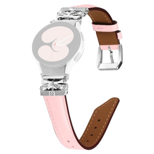 Silver Buckle Butterfly Decor Strap for Samsung Galaxy Watch4  /  Watch5  /  Watch4 Classic  /  Watch4 Active  /  Watch5 Active Wristband - Pink