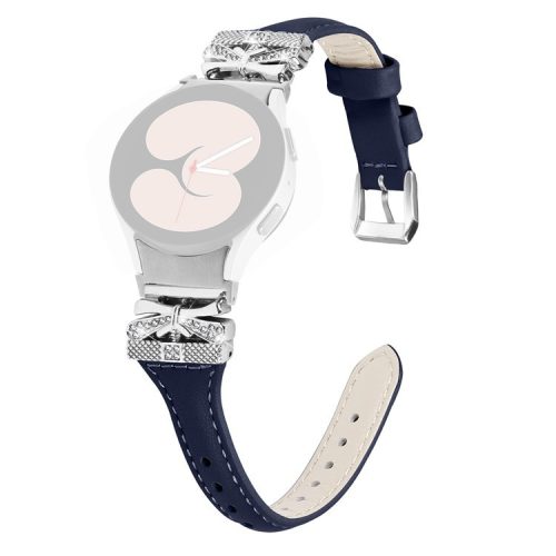 Silver Buckle Watchband for Samsung Galaxy Watch6 44mm / Watch6 Classic 43mm / 47mm Watch Strap - Dark Blue