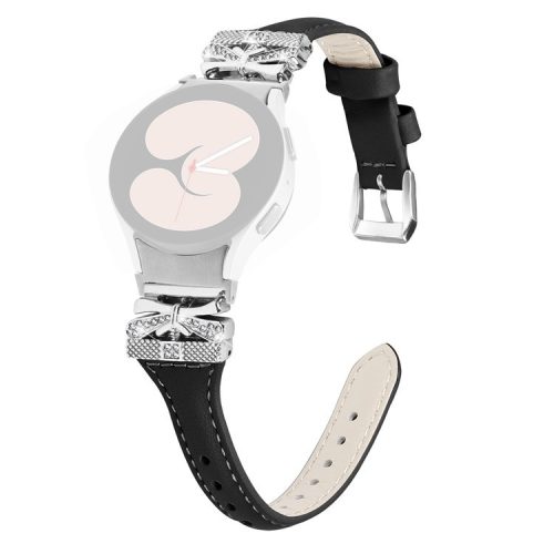 Sliver Buckle Strap for Samsung Galaxy Watch4  /  Watch5  /  Watch4 Classic  /  Watch4 Active  /  Watch5 Active Watch Band Butterfly Strap - Black