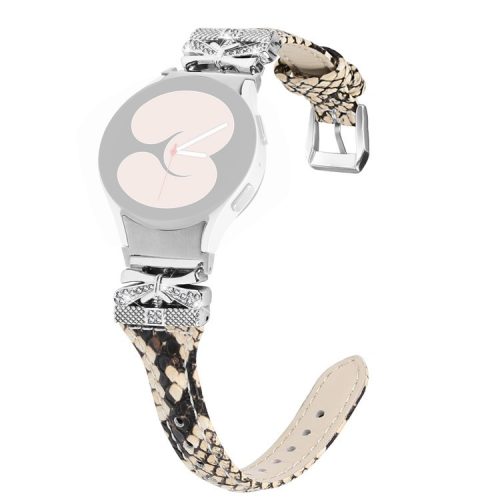 Sliver Buckle Strap for Samsung Galaxy Watch4  /  Watch5  /  Watch4 Classic  /  Watch4 Active  /  Watch5 Active Watch Band Butterfly Strap - Snake Texture