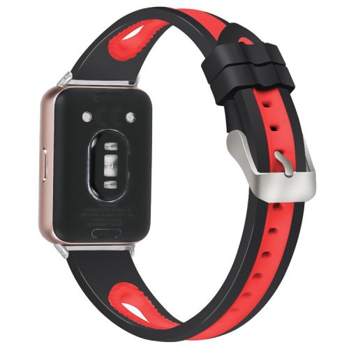 SM-R390 For Samsung Galaxy Fit3 Silicone Watch Band Adjustable Dual Color Wrist Strap - Black+Red