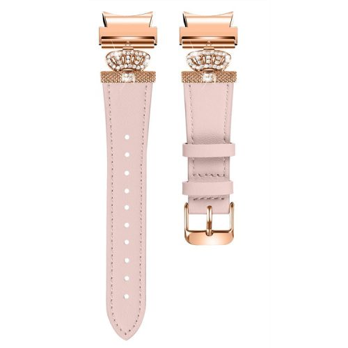 Smart Watch Strap for Samsung Galaxy Watch4 / Watch 5 Genuine Cow Leather Band (Rose Gold Buckle) - Pink