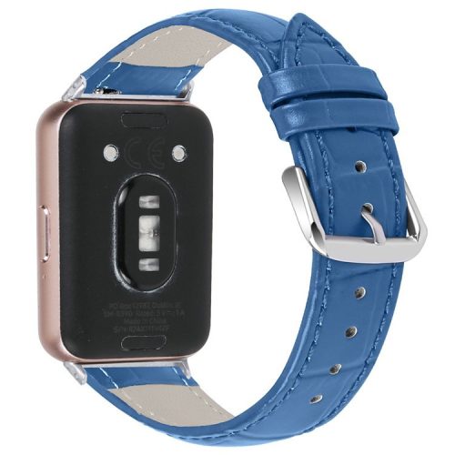 Smooth PU Leather Watch Strap for Samsung Galaxy Fit3 SM-R390 Wrist Bracelet Band - Blue