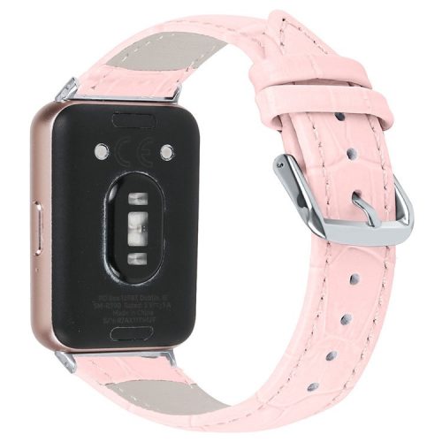 Smooth PU Leather Watch Strap for Samsung Galaxy Fit3 SM-R390 Wrist Bracelet Band - Pink