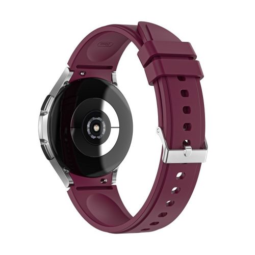 Solid Color Soft Silicone Adjustable Watch Strap Wristband for Samsung Galaxy Watch6 40mm 44mm / Watch6 Classic 43mm 47mm / Watch 5 40mm 44mm / 5 Pro 45mm / Watch4 40mm 44mm - Wine Red