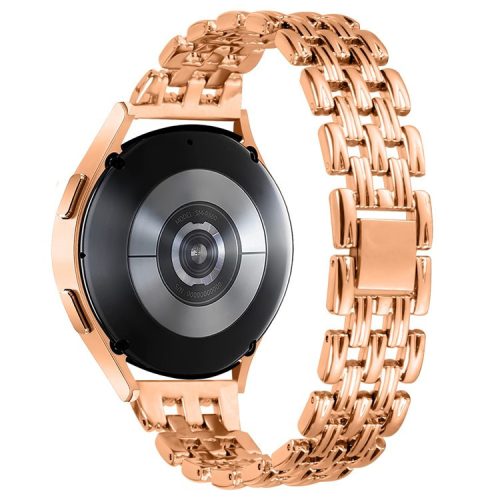 Stainless Steel Watch Band for Samsung Galaxy Watch4 Active 40mm 44mm / Watch4 Classic 42mm 46mm , 20mm Hollow 5 Beads Metal Strap - Rose Gold