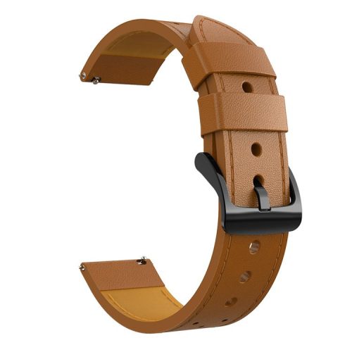 Stitching Genuine Leather Watch Band Replacement for Samsung Galaxy Watch3 45mm - Brown