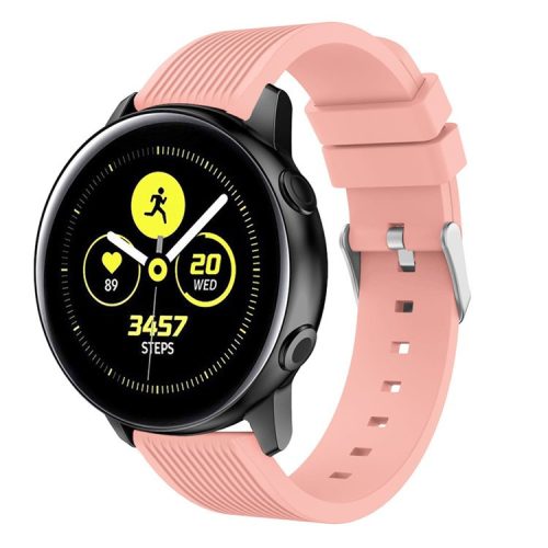 Stripe Texture Soft Silicone Watch Strap for Samsung Galaxy Watch Active SM-R500 - Pink