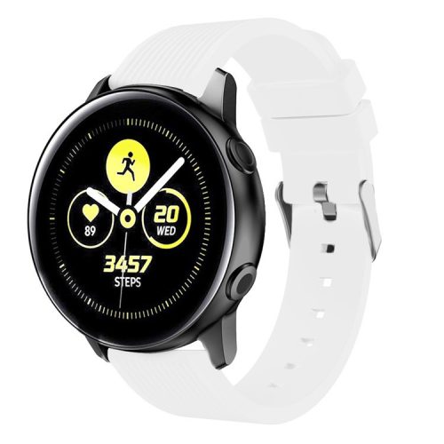 Stripe Texture Soft Silicone Watch Strap for Samsung Galaxy Watch Active SM-R500 - White