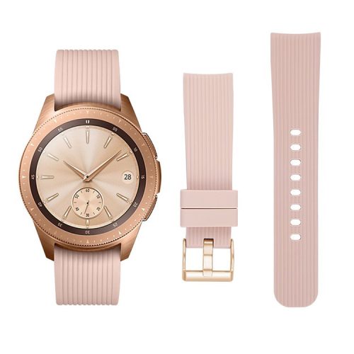 Stripe Texture Soft Silicone Wristwatch Strap for Samsung Galaxy Watch 42mm - Light Pink