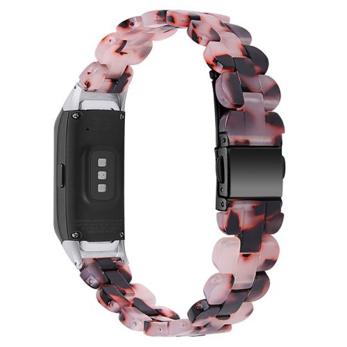 Stylish Oval Resin Smart Watch Band Replacement Wrist Strap with Stainless Steel Buckle for Samsung Galaxy Fit SM-R370 - Brown/Light Pink