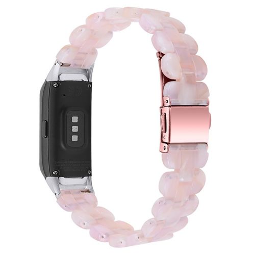 Stylish Oval Resin Smart Watch Band Replacement Wrist Strap with Stainless Steel Buckle for Samsung Galaxy Fit SM-R370 - Pink