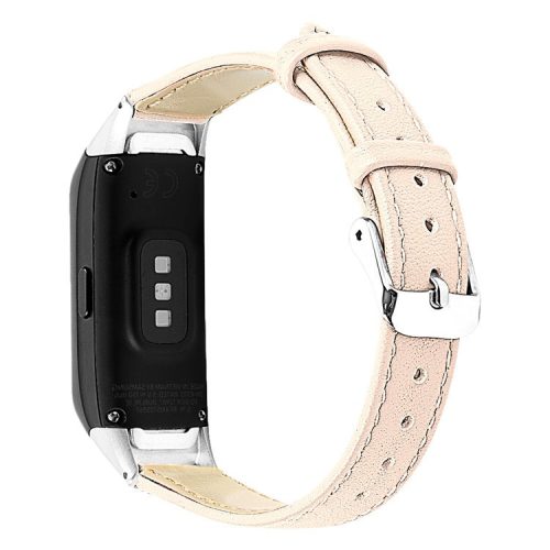 Top Layer Cowhide Leather Watchband Replacement for Samsung Galaxy Fit SM-R370 - Beige