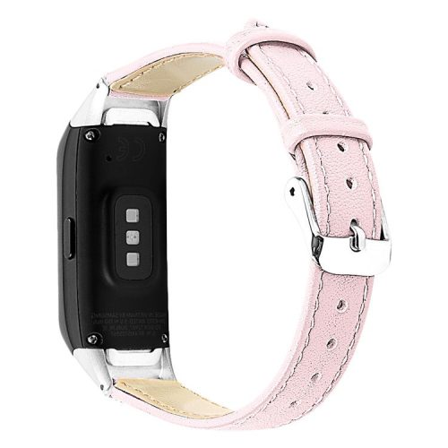 Top Layer Cowhide Leather Watchband Replacement for Samsung Galaxy Fit SM-R370 - Pink