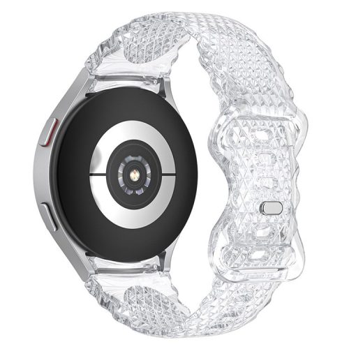 TPU Watch Band for Samsung Galaxy Watch4 40mm 44mm / Watch 5 40mm 44mm , Crescent-floral Border Transparent Strap - Transparent