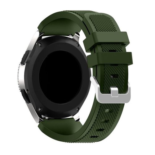 Twill Texture Silicone Watch Strap Adjustable Wrist Band Replacement for Samsung Galaxy Watch 46mm - Army Green