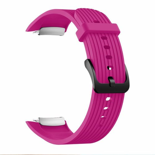 Vertical Stripes Grain Silicone Smart Watch Band Replacement [Large Size] for Samsung Galaxy Gear Fit2 pro - Purple