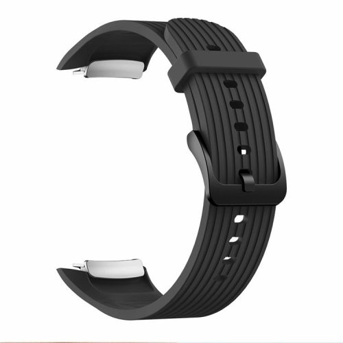 Vertical Stripes Grain Silicone Smart Watch Band Replacement [Small Size] for Samsung Galaxy Gear Fit2 pro - Black