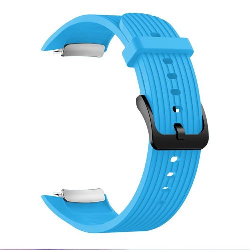 Vertical Stripes Grain Silicone Smart Watch Band Replacement [Small Size] for Samsung Galaxy Gear Fit2 pro - Blue