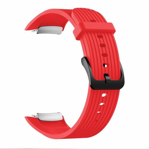 Vertical Stripes Grain Silicone Smart Watch Band Replacement [Small Size] for Samsung Galaxy Gear Fit2 pro - Red