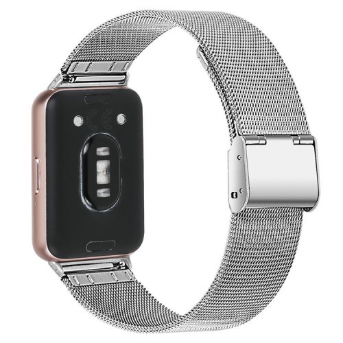 Watch Band for Samsung Galaxy Fit3 SM-R390 Milanese Breathable Stainless Steel Strap - Silver