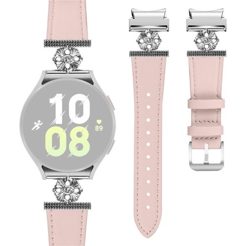 Watch Band for Samsung Galaxy Watch 5 Pro 45mm / Watch 5 44mm / 40mm Genuine Cow Leather Strap with Quick Release Connector - Pink