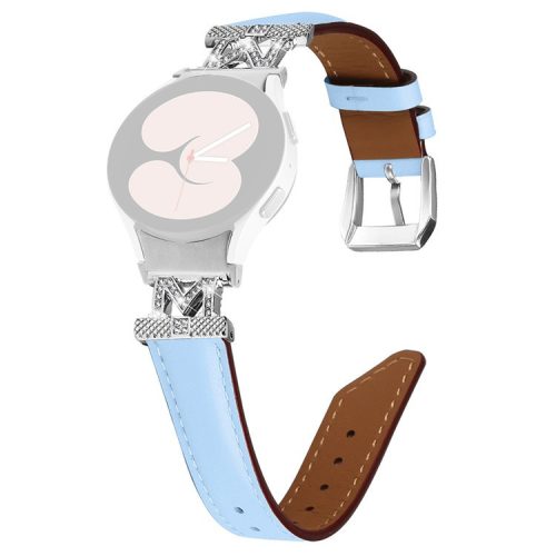 Watch Band for Samsung Galaxy Watch FE 40mm / Watch 5 / Watch4 44mm 40mm Rhinestone M-Shape Connector Bracelet Strap with Silver Buckle - Blue