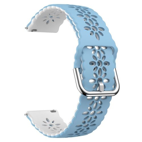 Watch Band for Samsung Galaxy Watch6 / Watch6 Classic / Watch 5 / Watch 5 Pro / Watch4 / Watch4 Classic 20mm Silicone Strap - Baby Blue+White